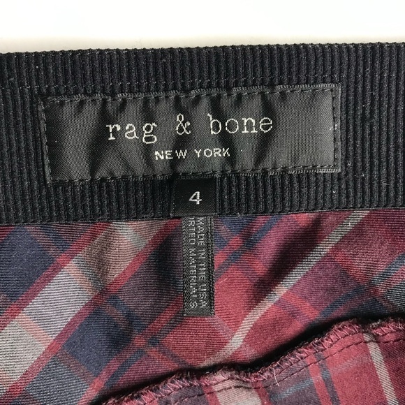 RAG & BONE Simone Burgundy Navy Grey Plaid High Rise Ankle Cropped Pants Size 4 - Picture 5 of 16